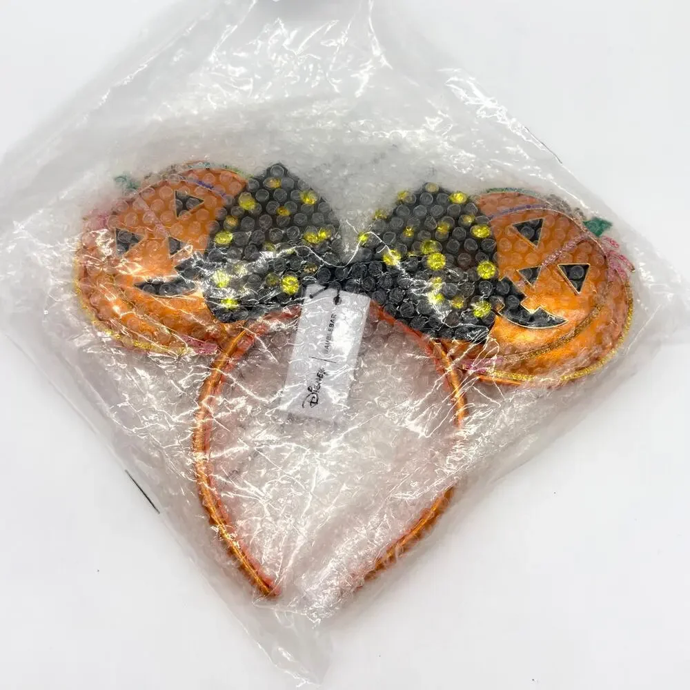 Baublebar Disney Orange Minnie Mouse Jack O Lantern Pumpkin Headband Ears NEW